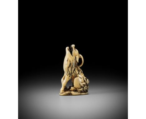 A GOOD IVORY NETSUKE OF A BAYING KIRINUnsigned Japan, 18th century, Edo period (1615-1868)Boldly carved, seated on its haunch