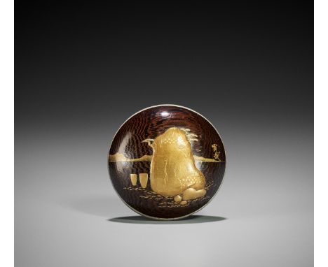KOMA KANSAI: A FINE LACQUER MANJU NETSUKE DEPICTING MATSUSHIMA BAYBy Koma Kansai, signed Kansai 寛哉Japan, 19th century, Edo pe