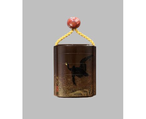 TOSHIHIDE: A SUPERB LACQUER FOUR-CASE INRO AFTER A PAINTING BY KOSHU (1760-1822)By Tatsuke Toshihide, signed Toshihide 寿秀 and