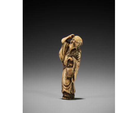 A STAG ANTLER NETSUKE OF TOBOSAKU SENNINUnsigned Japan, 18th century, Edo period (1615-1868)Well carved to depict Tobosaku Se