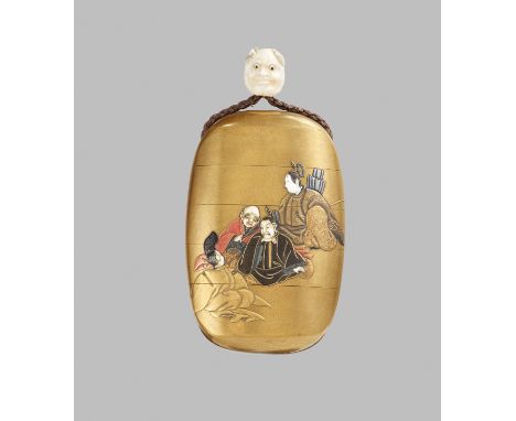 SHOKASAI: A GOLD LACQUER FOUR-CASE INRO DEPICTING THE ROKKASENBy Shokasai, signed Shokasai 松花齋Japan, 19th centuryOf lenticula