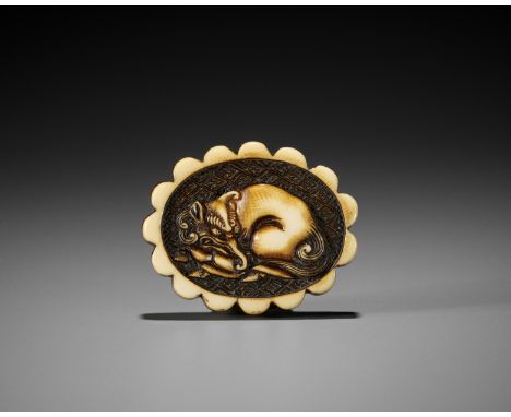 A FINE IVORY MANJU NETSUKE WITH BAKU, ATTRIBUTED TO RENSAIAttributed to Ishikawa Rensai or a close follower or associate, uns