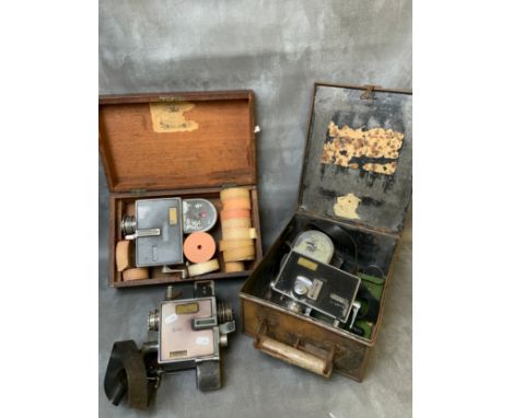 THREE 'SETRIGHT' VINTAGE BUS CONDUCTOR TICKET MACHINES, with numerous rolls of tickets and some accessories