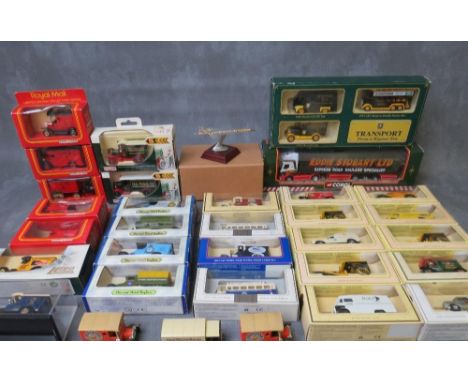 A BOXED EDDIE STOBART 59566 RENAULT ARTICULATED LORRY AND TRAILER, a pair of LLedo Eddie Stobart vans, boxed miniature Legend