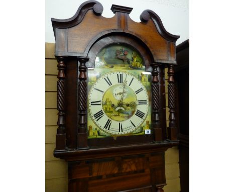 A VICTORIAN MAHOGANY LONGCASE CLOCK by J Griffith, Carnarvon and Blaenau Ffestiniog, 14 ins arched top dial with rocking high