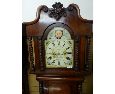 A LATE 19th CENTURY MAHOGANY ENCASED LONGCASE CLOCK, exceptionally well preserved throughout and having an arched and scrolle