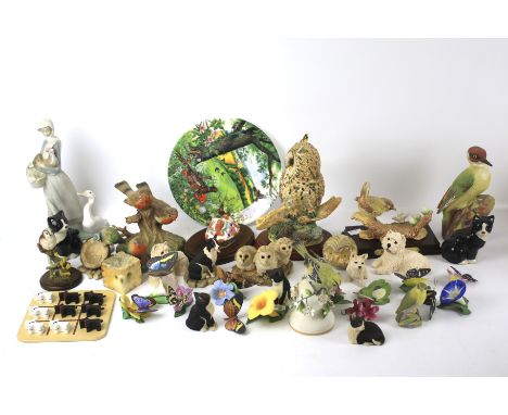 A group of 20th century animal related ceramics. Including: Russell Willis Long Eared owl, Royal Worcester bird models, vario