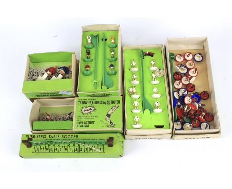 A collection of vintage Subbuteo Table Soccer boxed items. Including Corner Kicker #C.131, Interchangeable Goalkeepers #C.133