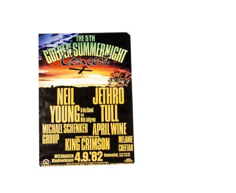 Neil Young / King Crimson Poster, The 5th Golden Summer Night Festival Poster - Wiesbaden Germany - 4th September 1982 featur