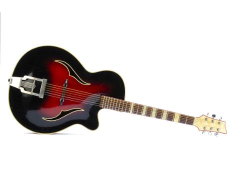 Framus Acoustic Guitar, Framus 'Black Rose De Luxe' archtop red sunburst with original case, pickguard and strap button unatt