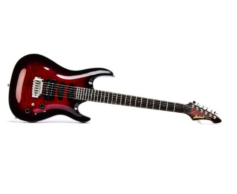 Aria Electric Guitar, an Aria Pro II strat - maroon sunburst Magna series - very good condition with few light scuffs on back