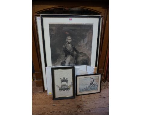 Of Horatio Nelson interest, a&nbsp;collection of prints and ephemera, to include: an engraving after R Bowyer, I.62 x 40cm; a