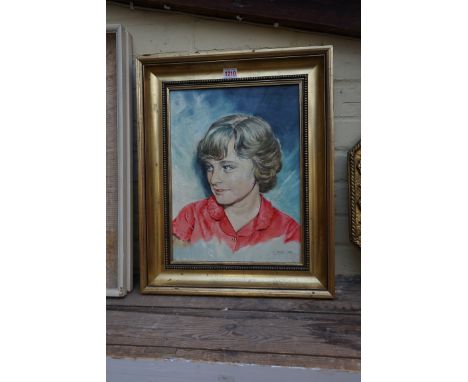 H C Rooke, head and shoulders portrait of a young lady, signed and dated 1983, oil on board, 39.5 x 29.5cm.&nbsp;&nbsp; 