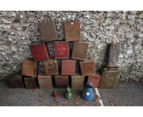 Fifteen various oil cans by various manufactures, BP, Shell and National Motor Department.&nbsp;&nbsp; 