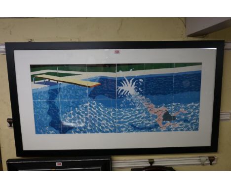 After David Hockney, a diver, colour print, 38 x 90cm.&nbsp; 