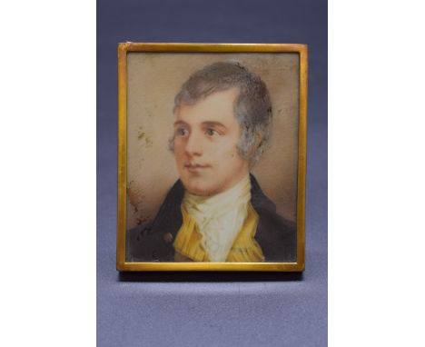 English School, first half 19th century, head and shoulders portrait miniature of a gentleman, on opaque white glass, 9.5 x 7