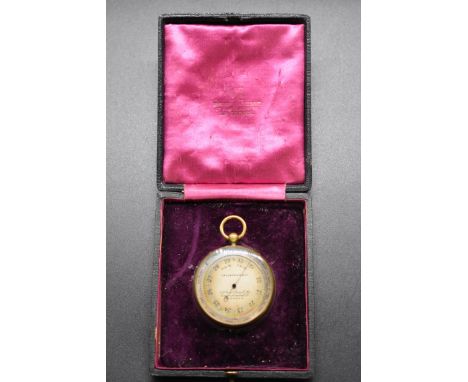 A gilt metal pocket barometer, the silvered dial inscribed 'Callaghan &amp; Co, 23a New Bond St, ...London', in fitted case. 