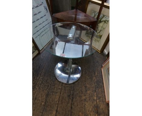 A modern Art Deco style chrome and glass occasional table,&nbsp;45cm diameter.&nbsp; 