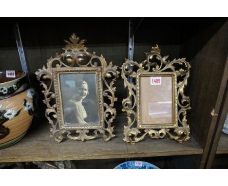 Two cast brass easel back frames,&nbsp;largest 30.5cm high. 