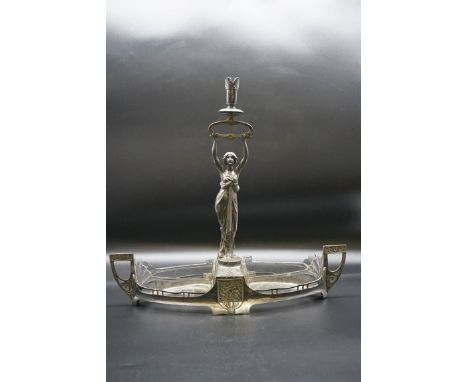 A WMF Art Nouveau electroplated centrepiece,&nbsp;47cm high x 50.5cm wide.&nbsp; 