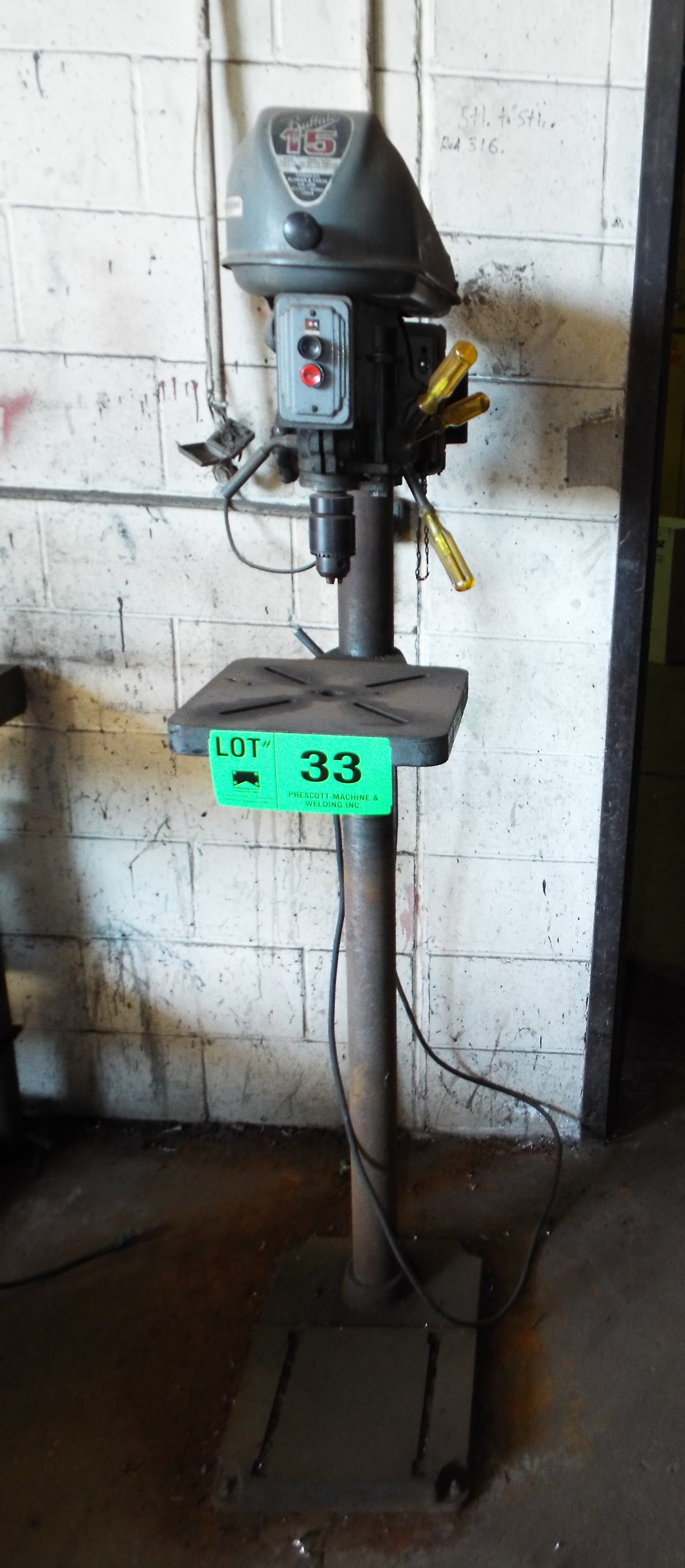 BUFFALO NO. 15 FLOOR TYPE DRILL PRESS WITH SPEEDS TO 6300 RPM, S/N N/A