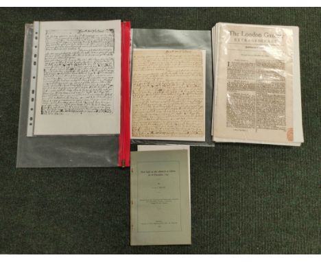 Jacobite interest, Penrith.&nbsp;&nbsp;Single sided manuscript leaf (tear at folds), giving an account of the skirmish at Low