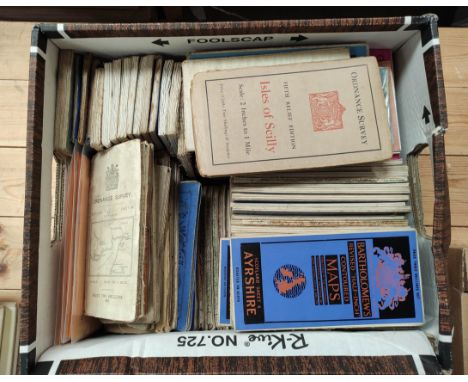 Folding Maps.&nbsp;&nbsp;Large carton of fldg. maps, Ordnance Survey, Bartholomews, etc., UK but mainly Scotland. 