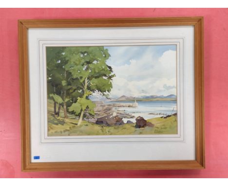 IAN BUCHANAN DUNLOP. Corrie Harbour. Signed, watercolour. 26cm x 36cm. 