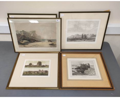 HORATIO McCULLOCH.&nbsp;&nbsp;Coast of Sleate, Isle of Skye, hand coloured lithograph; also 4 other engravings.&nbsp; (5). 