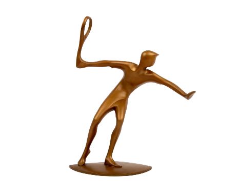 MÜCKE, TORSTEN (geb. 1964), "Tennisspieler", Bronze patiniert, vollplastische, auf Dynamik stilisierte Figur, gegossen im Wac