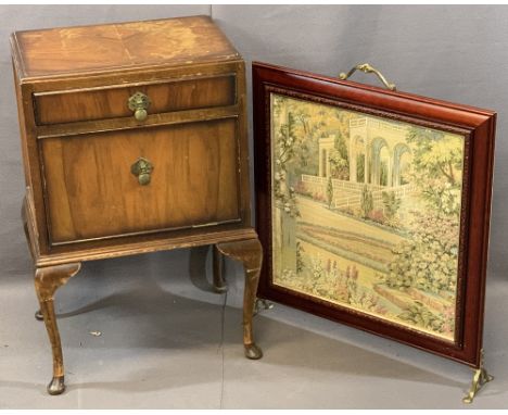 EDWARDIAN SIDE CABINET, 72cms H, 50cms W, 38cms D and a tapestry firescreen