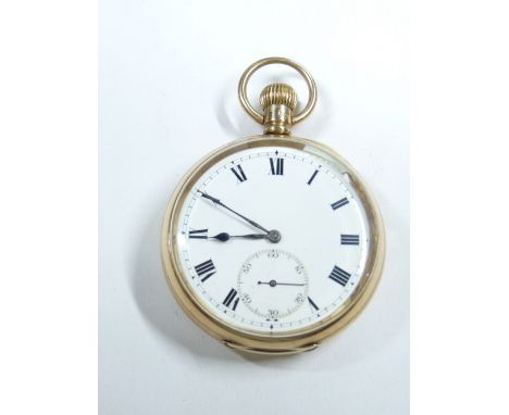 GENT'S GOLD POCKET WATCH, 9CT Chester 1914 having a white dial, Roman numerals and sweep seconds dial, 84grms gross