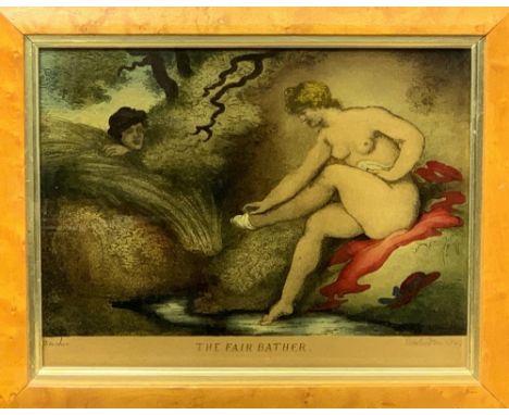 ANTIQUE PRINTS - 'The Fair Bather' (2), 21 x 28cms and two hunting scene prints, 21 x 28cms and three Othornological prints a