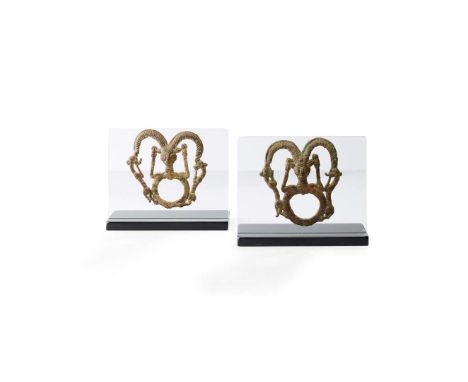  PAIR OF LURISTAN HARNESS RINGS WESTERN ASIA, C. 1000 – 800 B.C. cast bronze, each example with the central ring acting at th