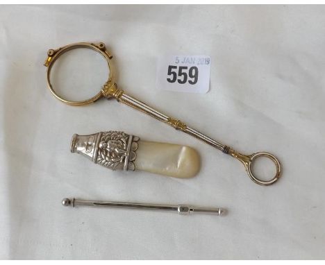 Victorian gilt metal enameled lorgnette etc    