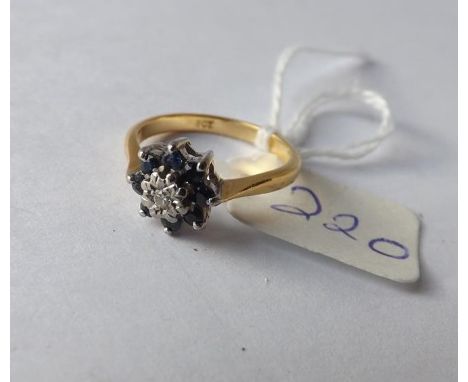 18ct gold sapphire &amp; diamond cluster ring approx   size L         