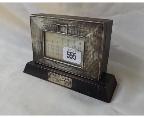 Perpetual calendar with engine turned margins 4" high B'ham 1934        