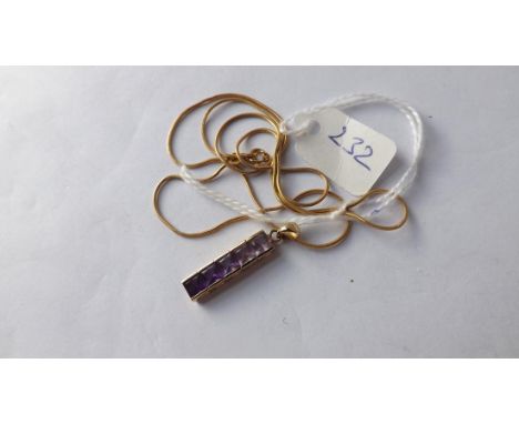 9ct amethyst pendant on 9ct chain     