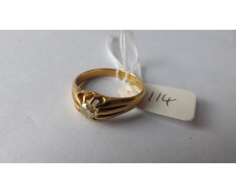 18ct gold gents ring set with a yellow diamond  approx size V 6g inc       