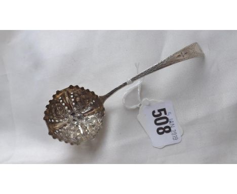 Vic. embossed sifter ladle B'ham 1899 by TH 20g   