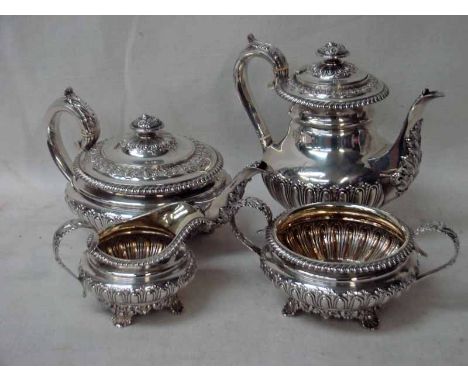 A most handsome early 19th century George III silver four-piece Tea Service by Eames and Bernard London 1804-5, the teapot of