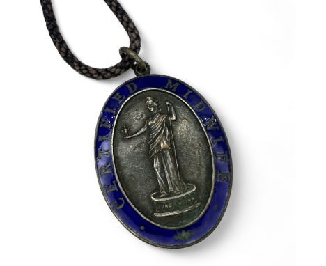 ***AWAY***
A Thomas Fattorini silver plated, enamel Certified Midwife medallion. Dated 29-426 and engraved for R. Gillfillan 
