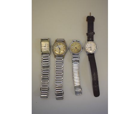 Four vintage wristwatches, three on bonclip type adjustable bracelets. 