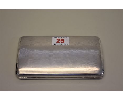 An engine turned silver cigar case, by Cohen &amp; Charles, London 1930, 15cm, 231g all in. 