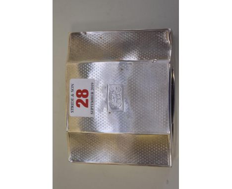 A silver engine turned cigarette box,&nbsp;by&nbsp;Clark &amp; Sewell, Chester 1927, 11cm. 