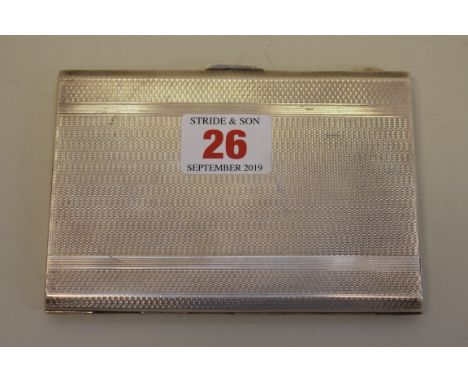 An engine turned silver cigarette case, by R W Page, Birmingham 1946, 170g all in. 