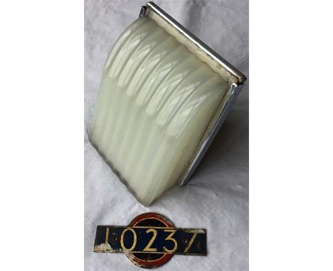 A 1930s "art deco"-style LAMP UNIT from the interior of a London Underground 38-Tube Stock car (comprises backing unit & opaq