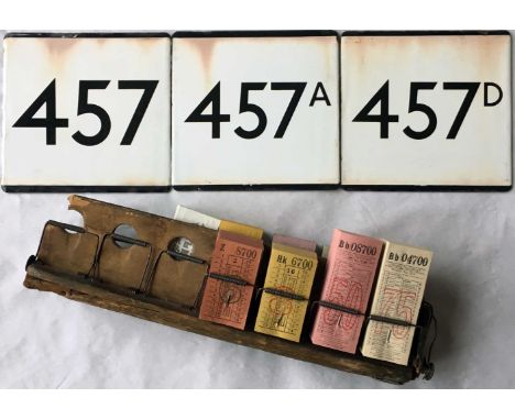 Small selection of London Transport bus stop enamel E-PLATES for routes 457, 457A & 457D (all a little weathered) plus a Lond