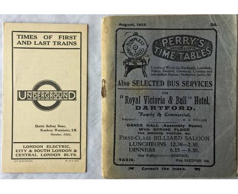 London Underground fold-out card LEAFLET 'Times of First and Last Trains' for the London Electric, City & South London & Cent