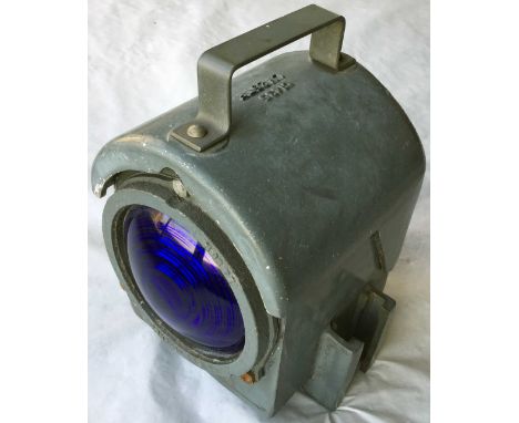 London Underground TRIP-COCK TESTING SIGNAL LAMP. A blue-lensed track-side unit made by Westinghouse which was (and is) used 
